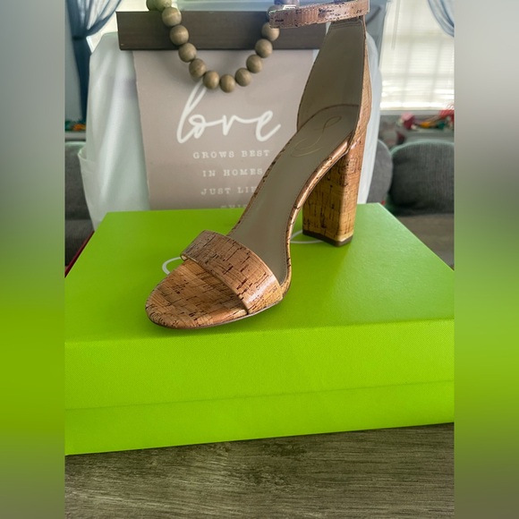 Sam Edelman Shoes - Sam Edelman Cork-Look Block Heel Sandal in Natural Tan